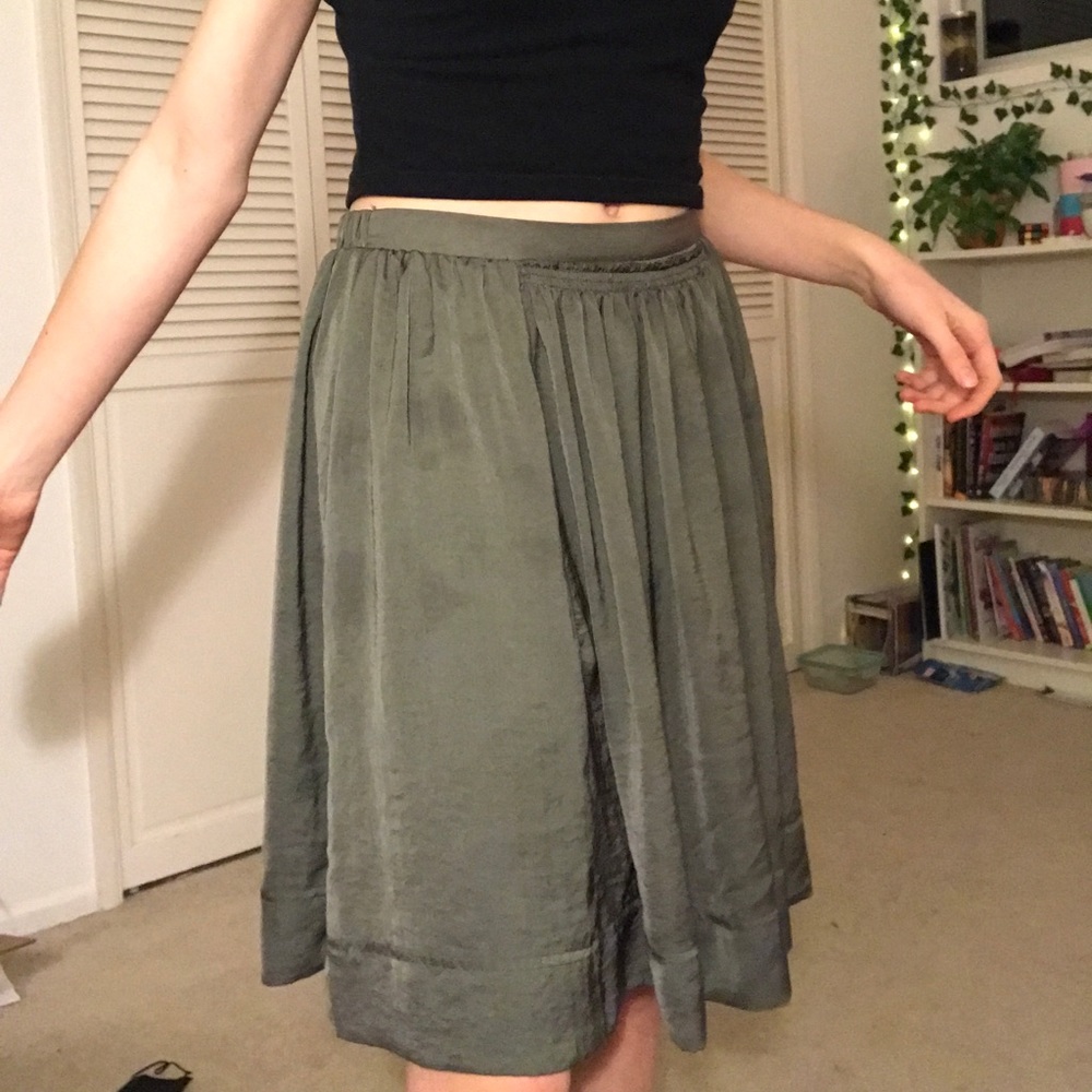 dark green knee length skirt